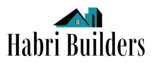Logo of Habri Builders, featuring the company name in bold black text with a stylized house and building graphic above.
